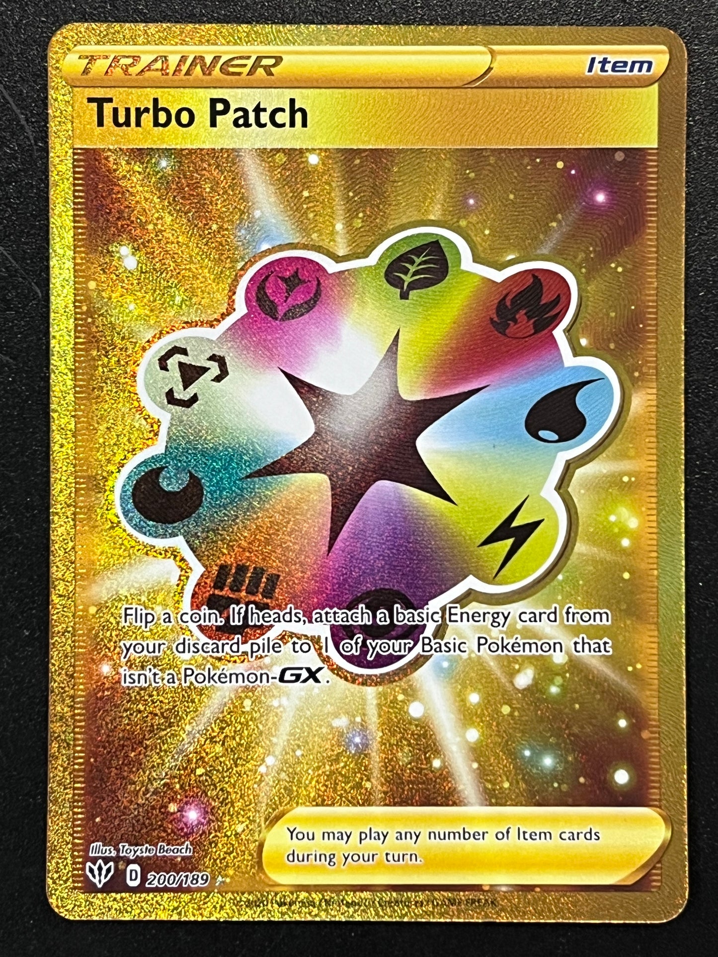 200/189 Turbo Patch - Pokémon Darkness Ablaze Gold Secret Rare