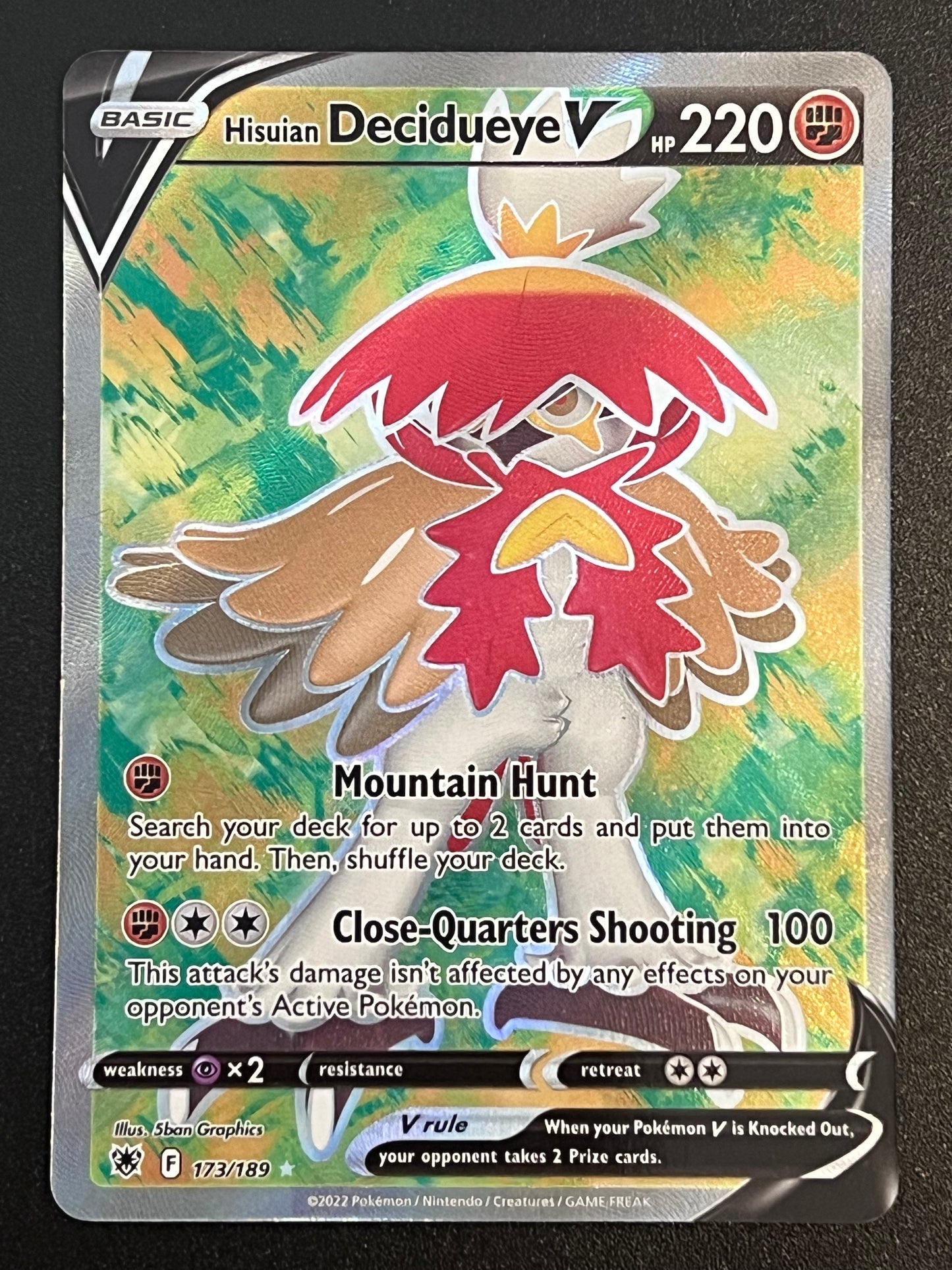 Hisuian Decidueye V - 173/189 Astral Radiance Rare Holo Full Art