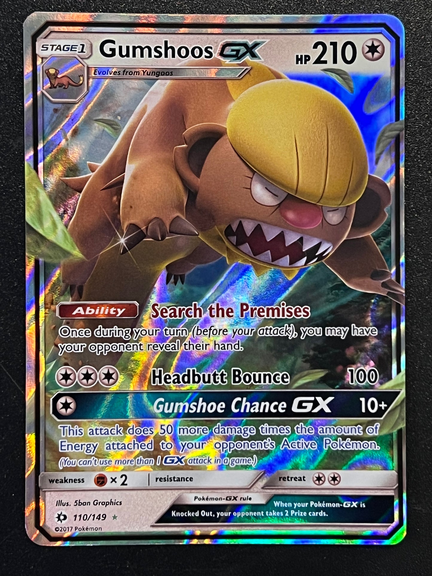 110/149 Gumshoos Gx - Pokémon Sun/Moon Base Ultra Rare