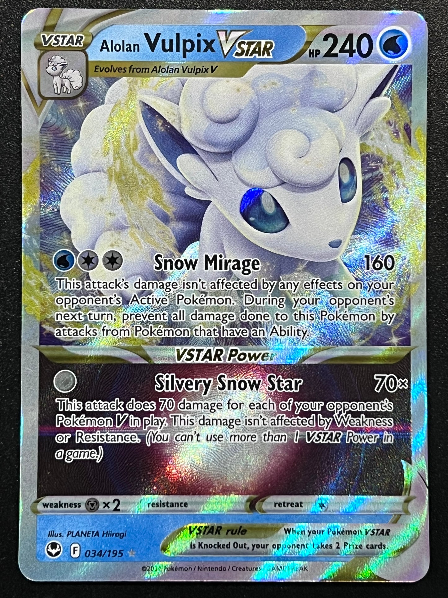 Alolan Vulpix VStar - 034/195 Silver Tempest Rare Holo VStar