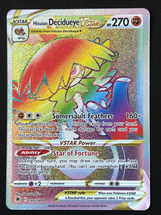 Hisuian Decidueye VStar - 195/189 Astral Radiance Rainbow Rare Holo