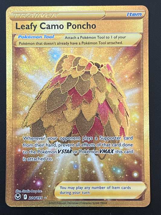 214/195 Leafy Camo Poncho - Pokémon Silver Tempest Gold Secret Rare