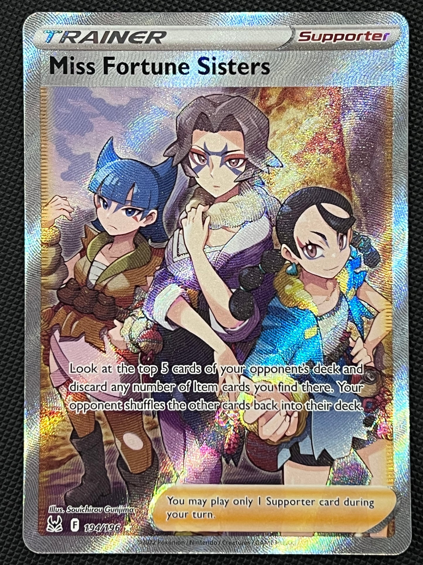 Miss Fortune Sisters - 194/196 Lost Origin Ultra Rare Holo Trainer