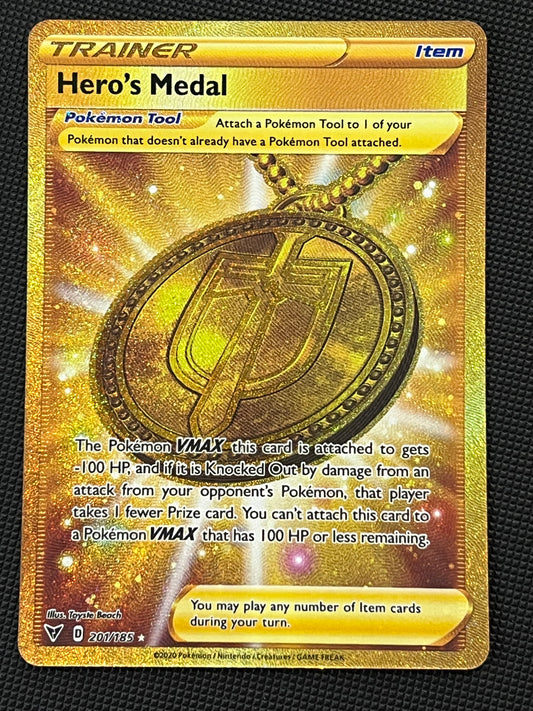 201/185 Hero’s Medal - Pokémon Vivid Voltage Gold Secret Rare