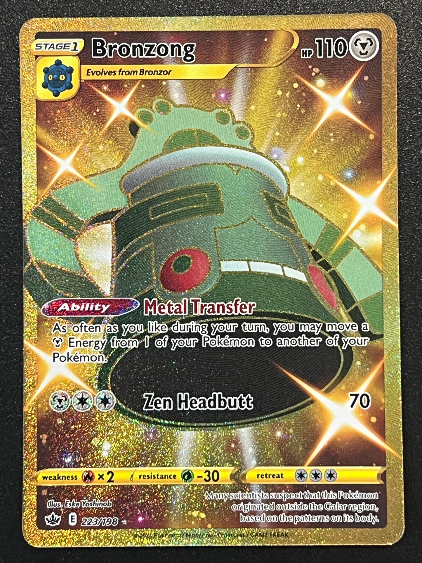 223/198 Bronzong - Pokémon Chilling Reign Gold Secret Rare