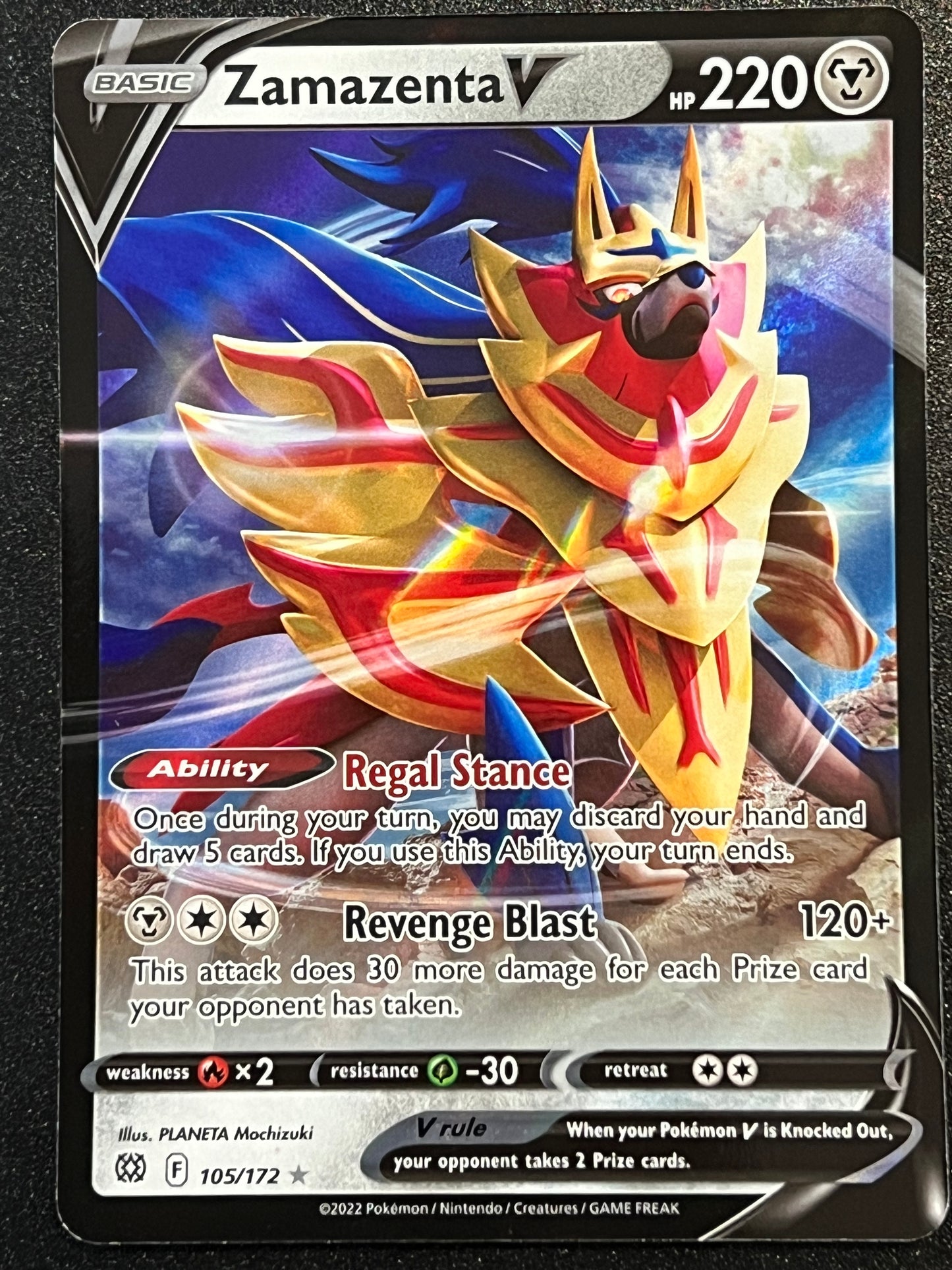 Zamazenta V - 105/172 Brilliant Stars Rare Holo V