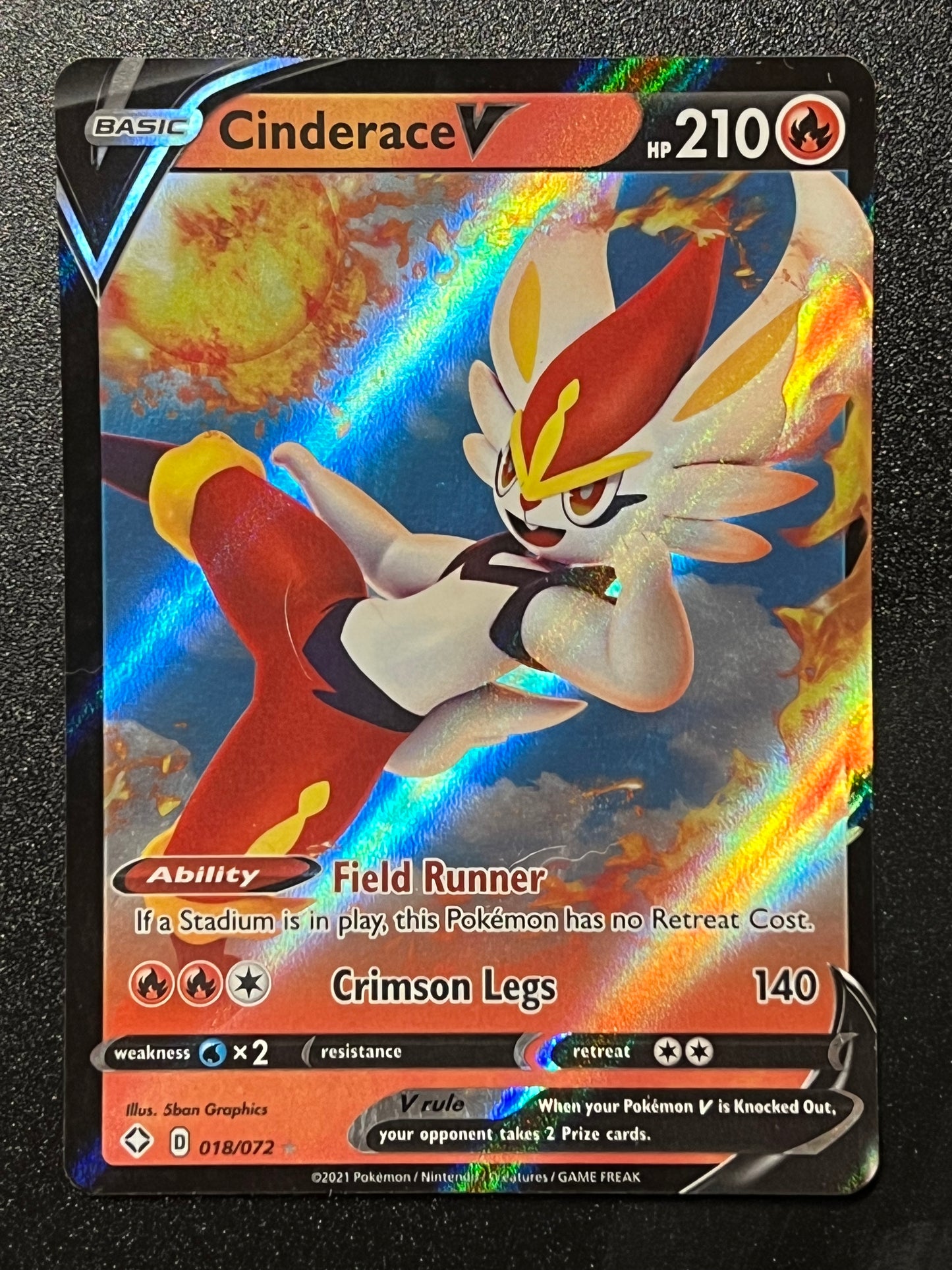 Cinderace V - 018/072 Shining Fates Rare Holo V