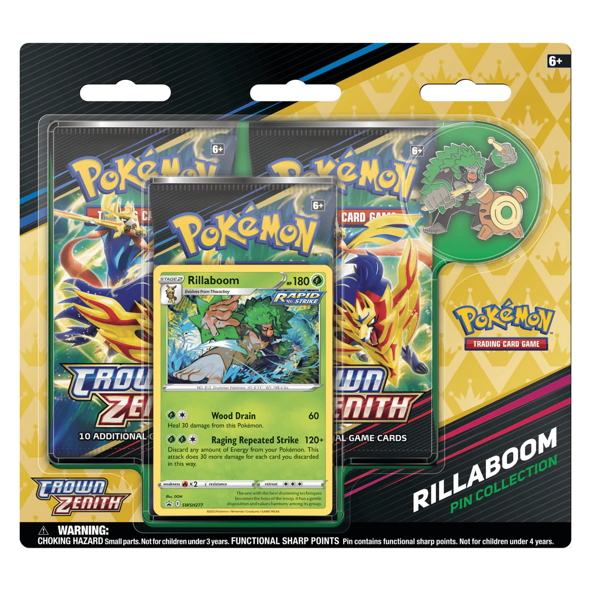 Pokémon TCG: SwSh12.5 - Crown Zenith 3 Booster Blister (Rillaboom)