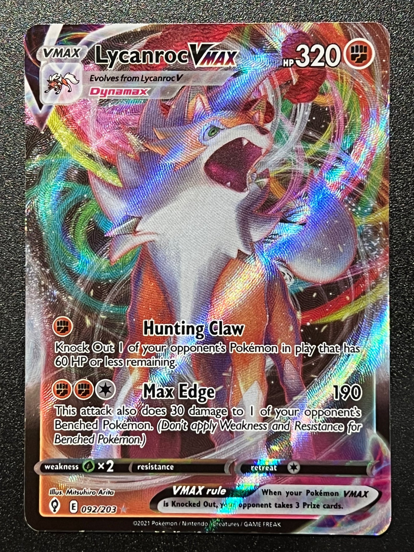 092/203 Lycanroc VMax - Evolving Skies Ultra Rare