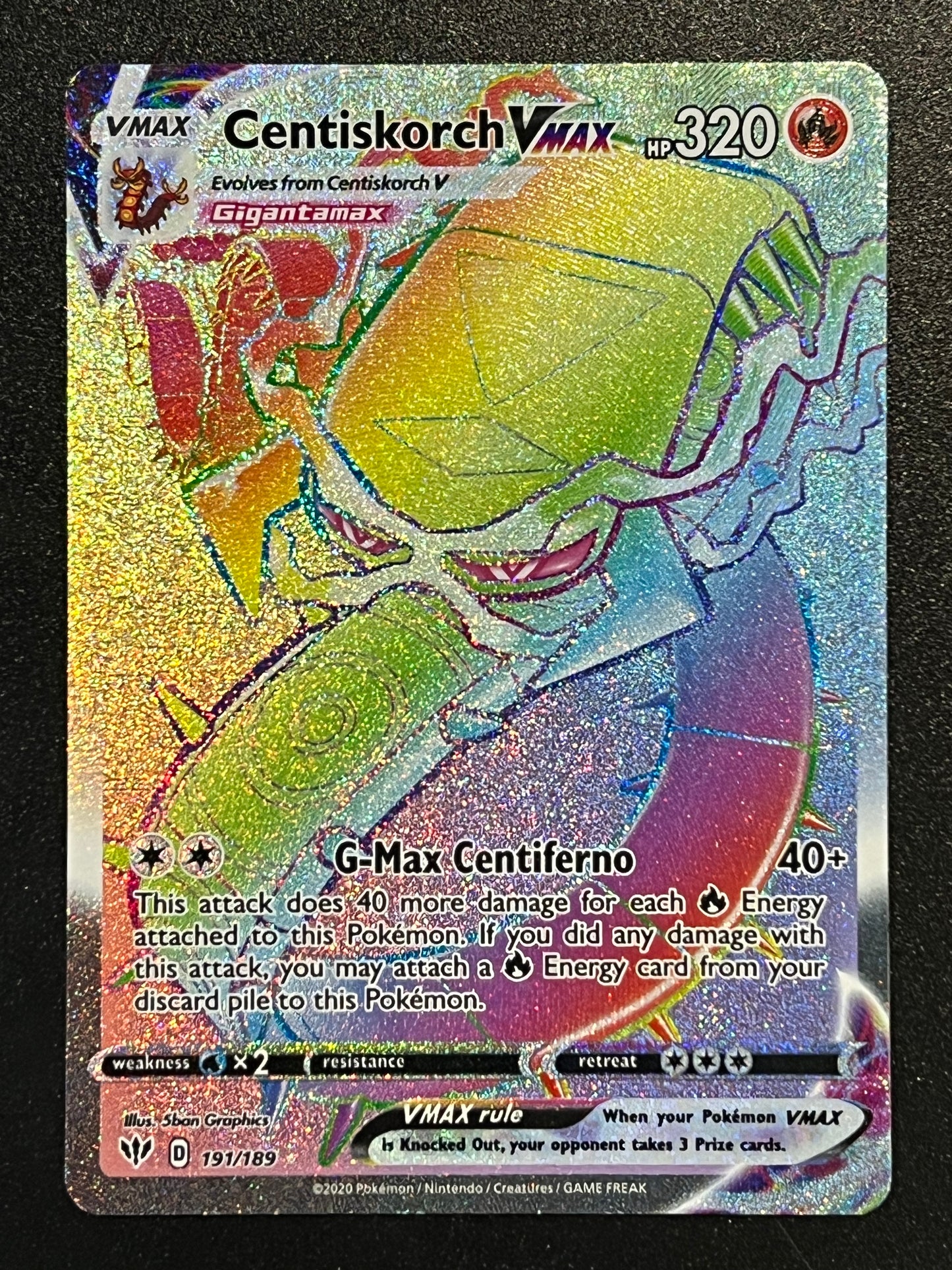 191/189 Centiskorch VMax - Pokémon Darkness Ablaze Rainbow Secret Rare