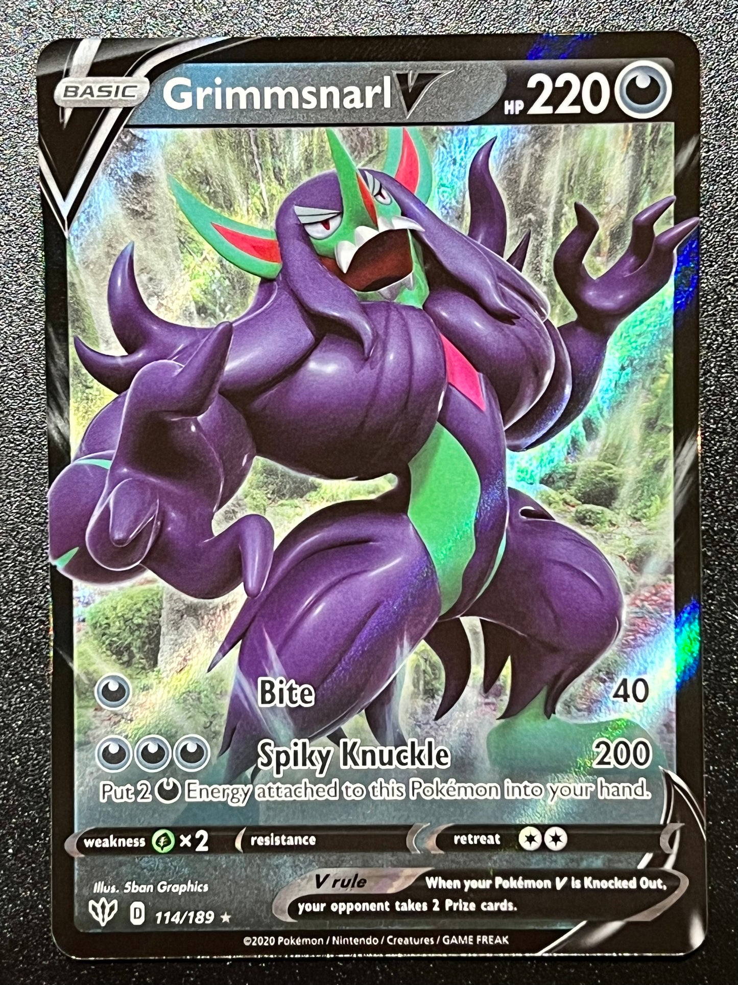 114/189 Grimmsnarl V - Pokémon Darkness Ablaze Ultra Rare